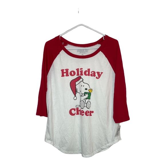 Peanuts New Snoopy Santa and Woodstock Baseball 3/4 Sleeves Shirt Size Junior XL - Picture 1 of 5